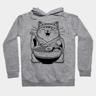 Retro Japanese Kawaii Anime Ramen Cat Hoodie